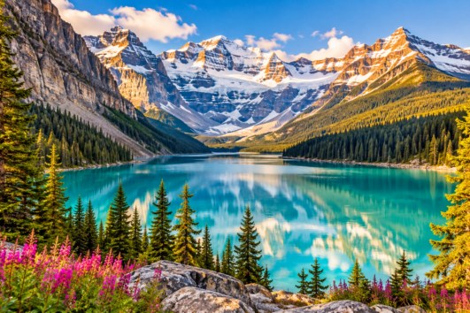 Banff Lake Louise tour featuring turquoise lake and Canadian Rockies mountain scenery