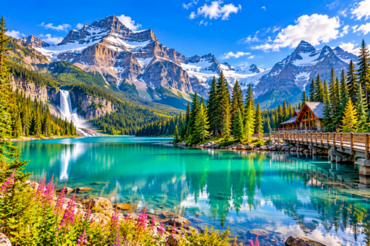 Banff Yoho tour featuring Emerald Lake and Canadian Rockies mountain scenery