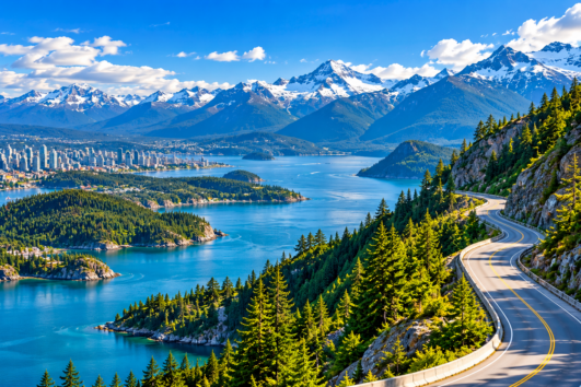 Vancouver Whistler tour featuring Sea to Sky Highway and British Columbia mountain scenery