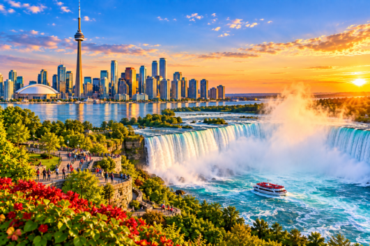 Toronto Niagara Falls tour featuring Toronto and Niagara Falls scenery