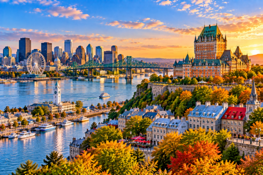 Montreal Quebec City tour featuring historic Quebec architecture and waterfront scenery