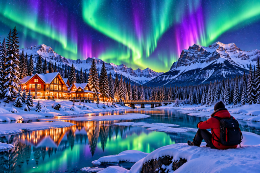 Northern Lights tour from Edmonton featuring Alberta winter and dark sky scenery