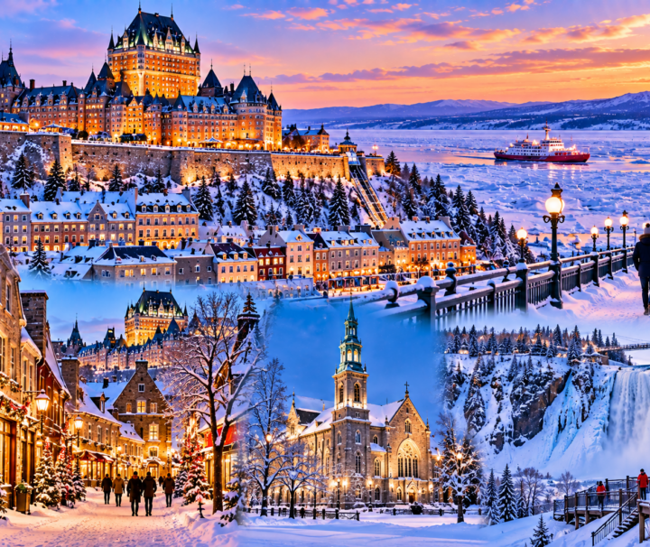 Quebec winter tour featuring Montreal and Quebec City seasonal scenery