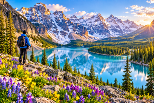Canadian Rockies spring tour featuring Banff and seasonal mountain scenery