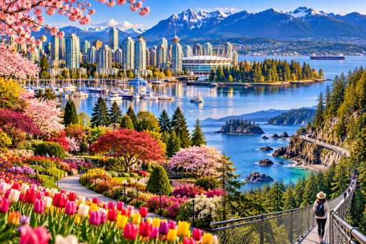 Vancouver spring tour featuring Victoria coastal scenery and seasonal gardens