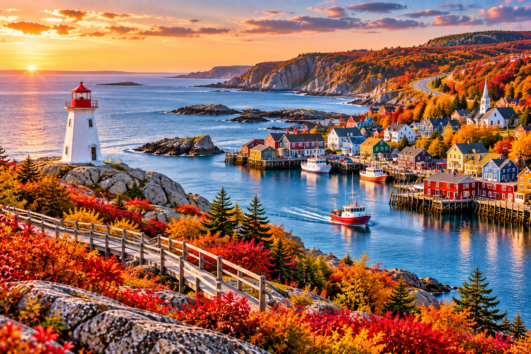 Atlantic Canada fall tour featuring Cape Breton autumn coastal scenery
